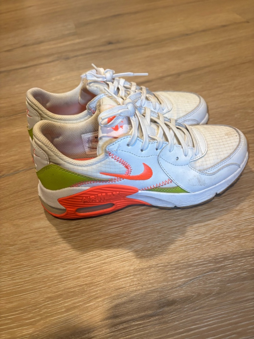 Nike White Sneakers with Neon Orange & Lime Accents